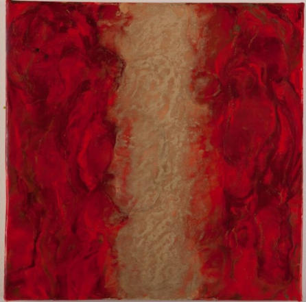 Divided Flames, Psm. 29:7, Encaustic on Cradled Board, 12"x12"x1.5", 2015