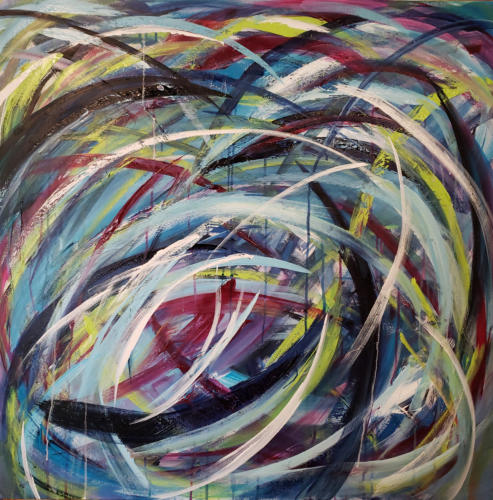 Stirring 39, acrylic on canvas, 36" X 36" X 1.5", 2021