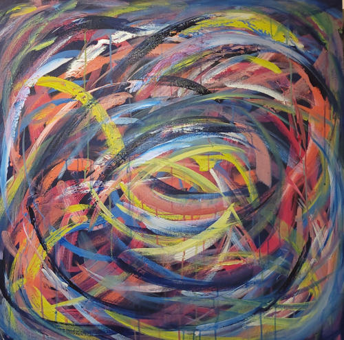 Stirring 41, acrylic on canvas, 36" X 36" X 1.5", 2021