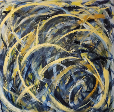 Stirring 36, acrylic on canvas, 40" X 40" X 1.5", 2021