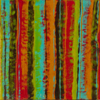 Interstice 2.2016, Encaustic on Paper, Mounted on Cradled Board, 12"x12"x1.5"